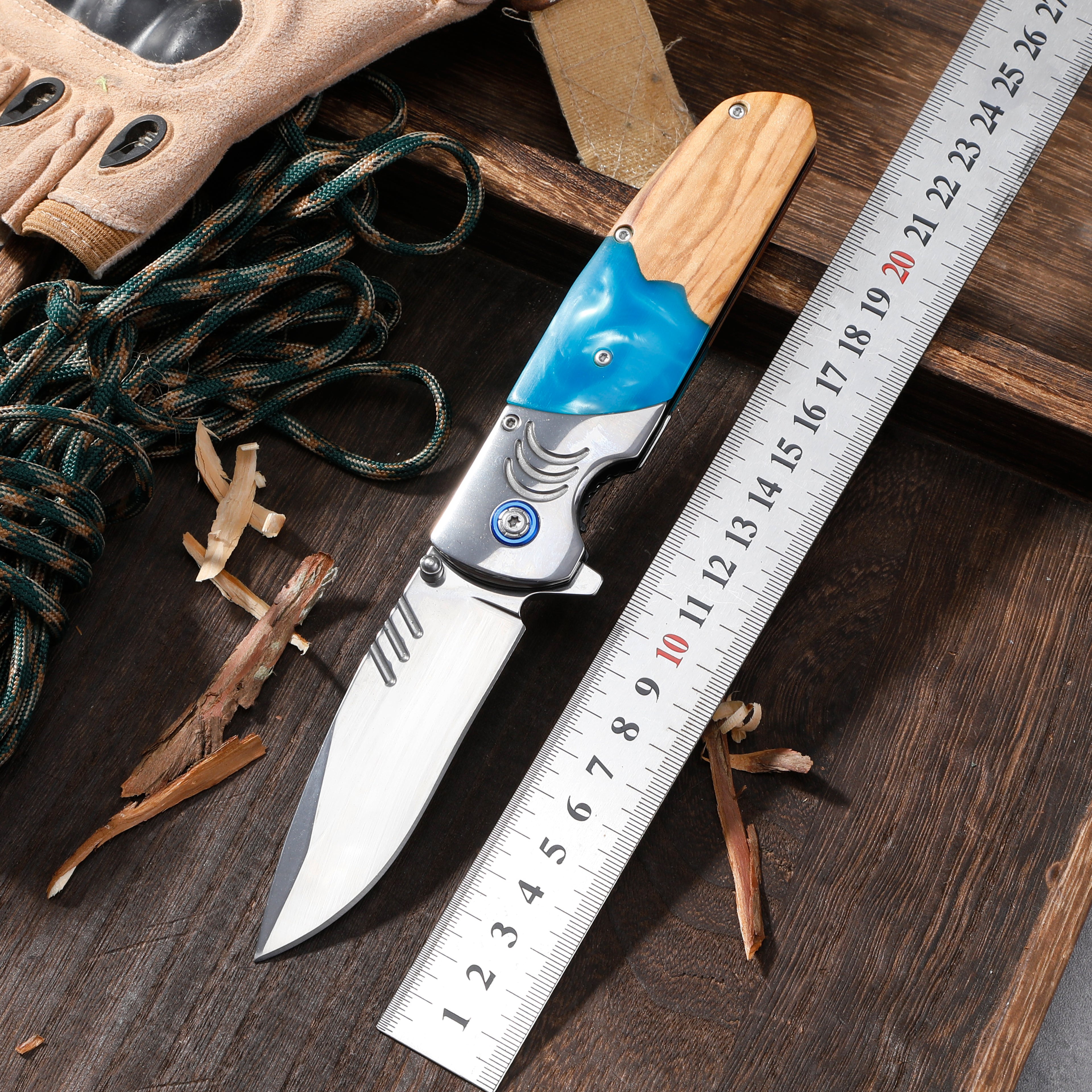 F217树脂加敢榄木 folding knife