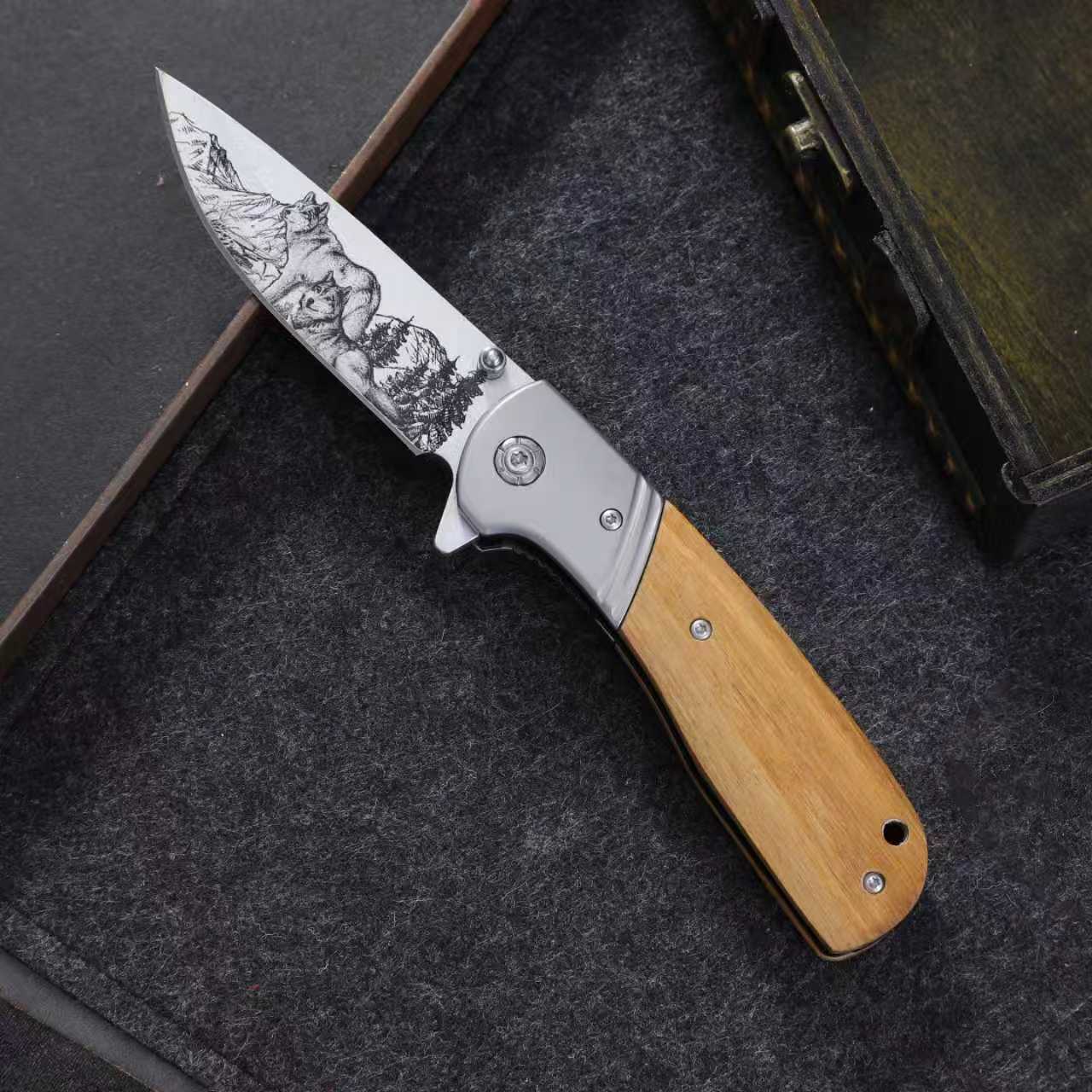 F222-1 folding knife with olive wood handle